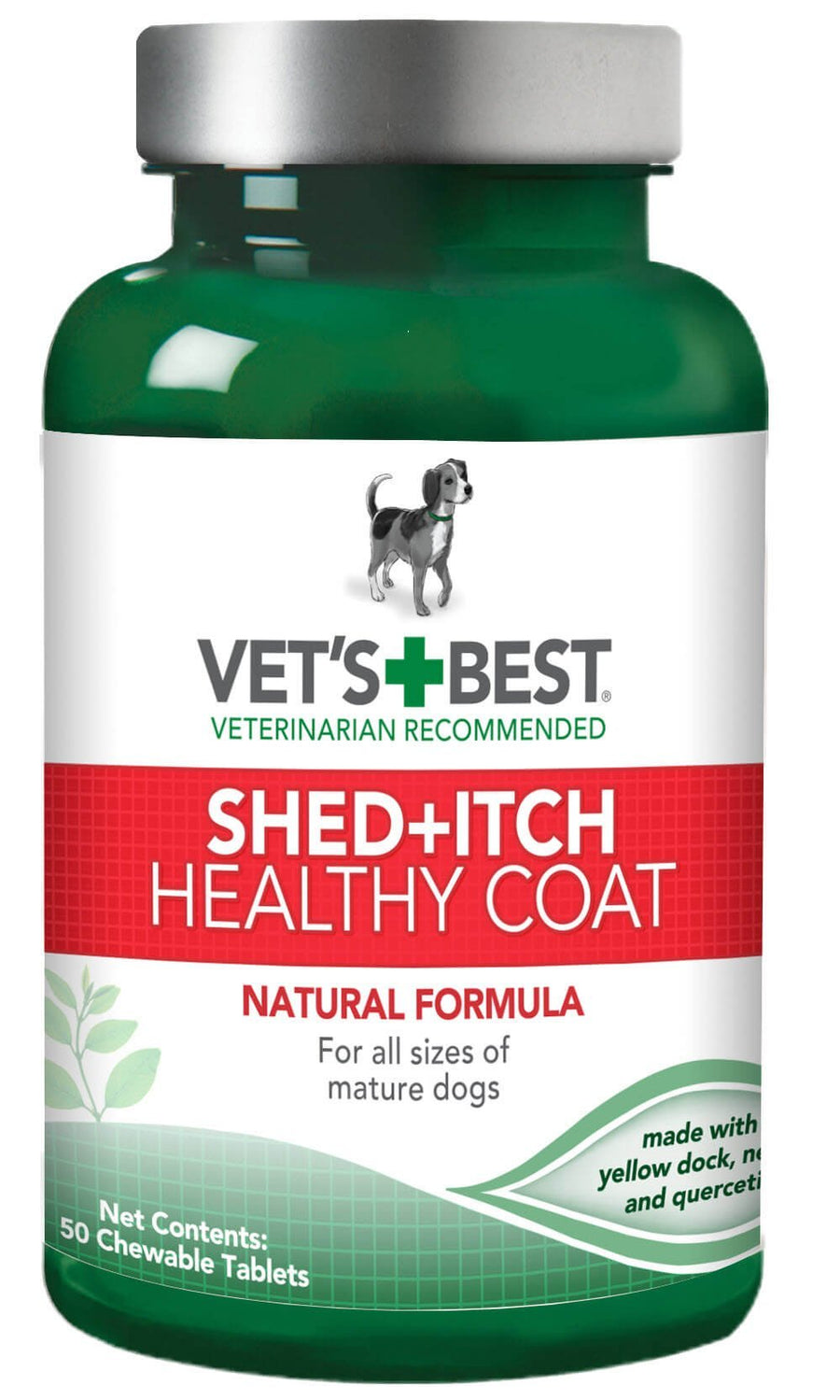 Healthy Coat Shed & Itch Relief Dog Supplements | Relieve Dogs Skin Irritation and Shedding Due to Seasonal Allergies or Dermatitis | 50 Chewable Tablets