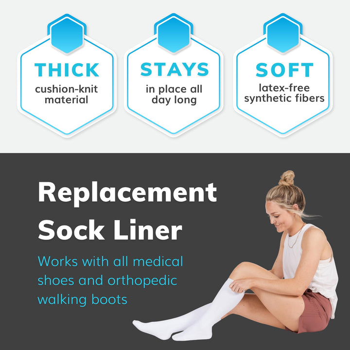Replacement Sock Liner for Orthopedic Walking Boots - Medical Tube Cast Socks to Wear Under Aircast Cam Walkers and Leg or Foot Fracture Boot for Men and Women (Pack of 1)