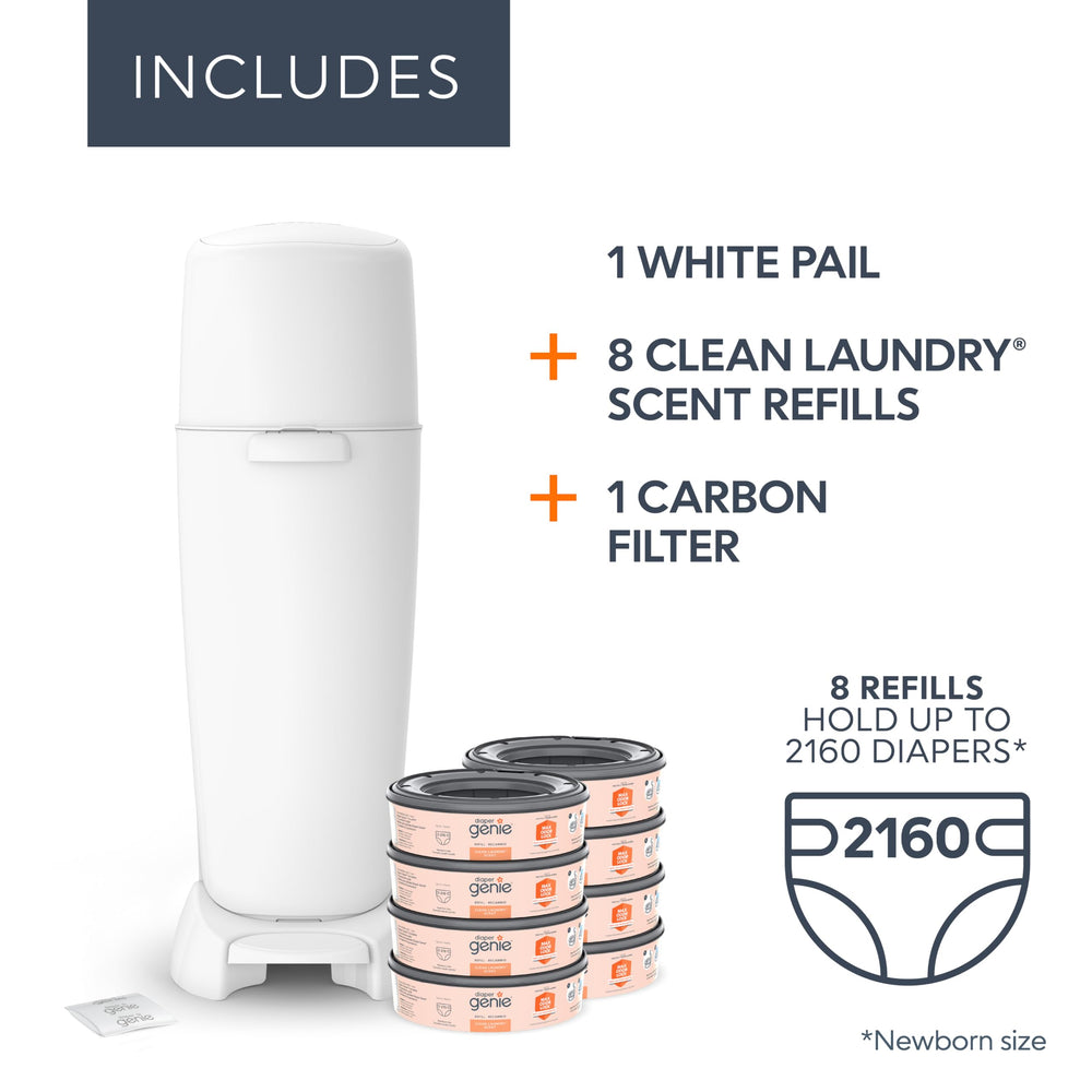 Registry Gift Set | Includes Complete Diaper Pail, 8 Refill Bags, 1 Carbon Filter | Perfect Starter Kit