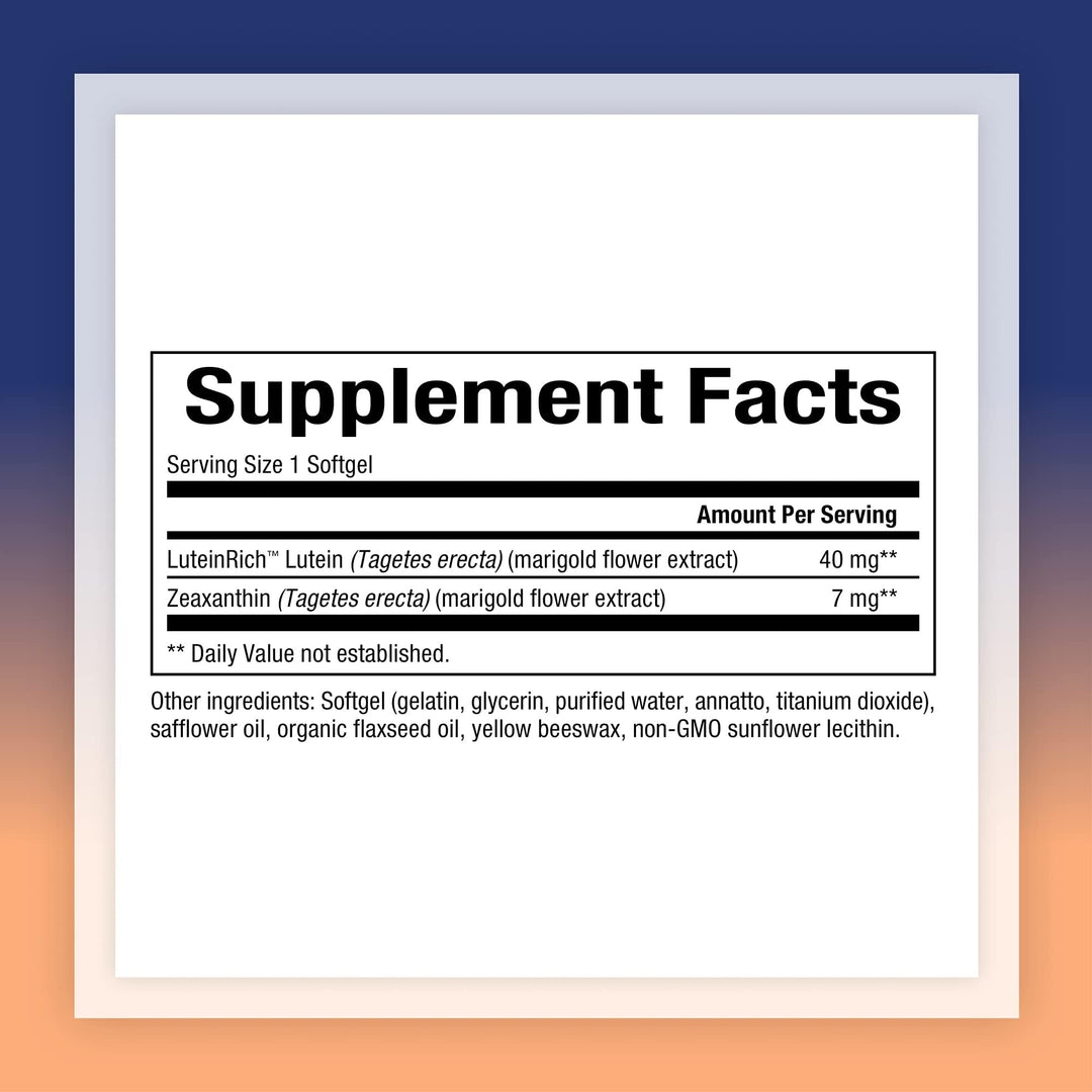 , Lutein 40 mg, Antioxidant Support for Healthy Eyes and Skin with Zeaxanthin, 60 Softgels