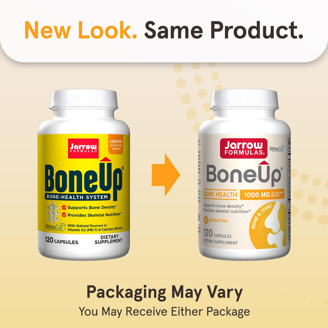 Bone Up for Bone Density and Skeletal Nutrition, Includes D3, K2 (as MK-7), and Calcium, 120 Capsules Vitamin D3, K2 Supplements, Up to a 20-Day Supply