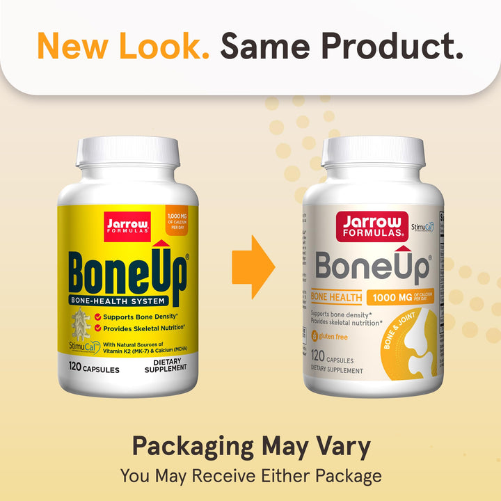 Bone Up for Bone Density and Skeletal Nutrition, Includes D3, K2 (as MK-7), and Calcium, 120 Capsules Vitamin D3, K2 Supplements, Up to a 20-Day Supply