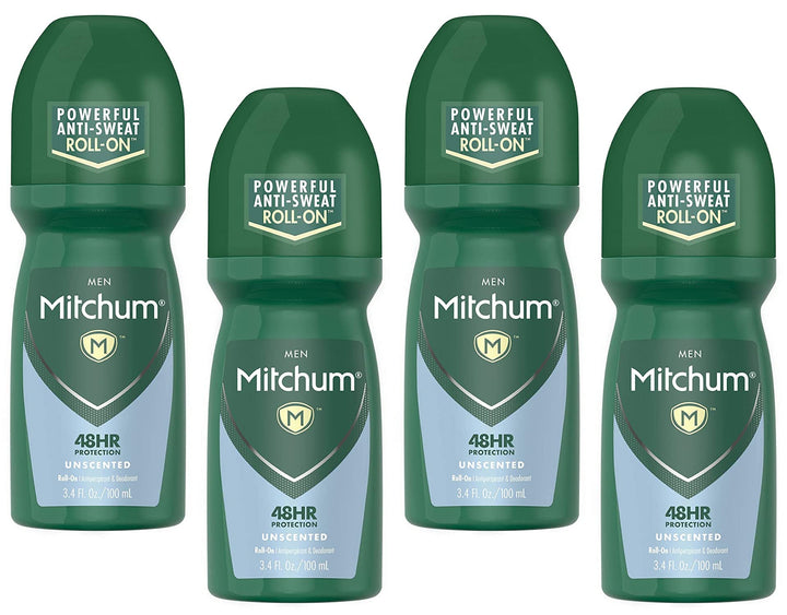 Invisible Anti-Perspirant & Deodorant Roll-On, Unscented 3.4 oz (Pack of 4)