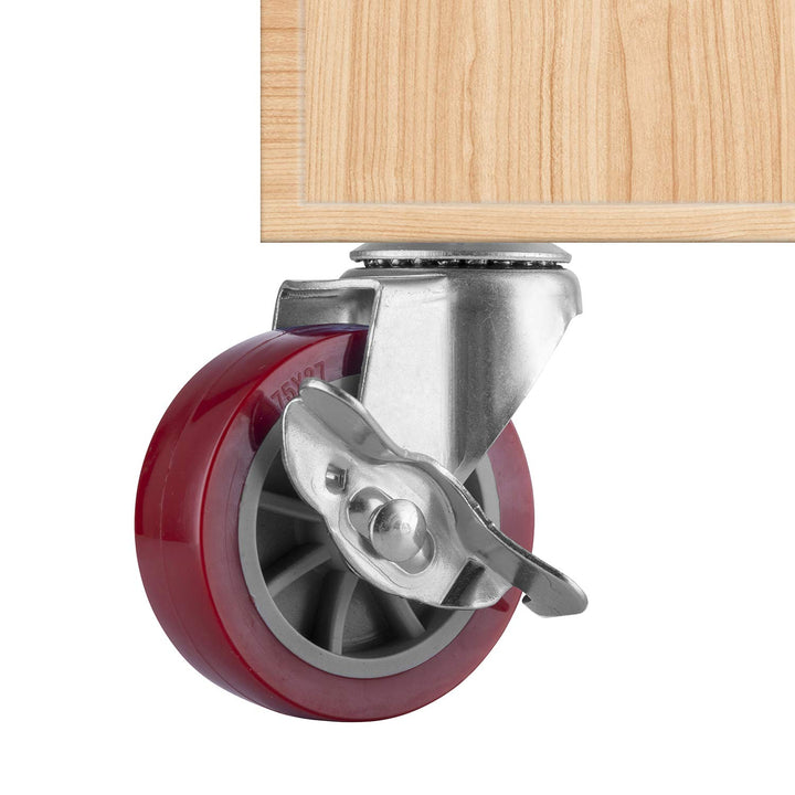 2 Inch Swivel Caster Wheels Set of 4, Locking Casters Heavy Duty Total Capacity 200lbs, Metric M8-1.25×25mm Threaded Stem PU Castors with Brake