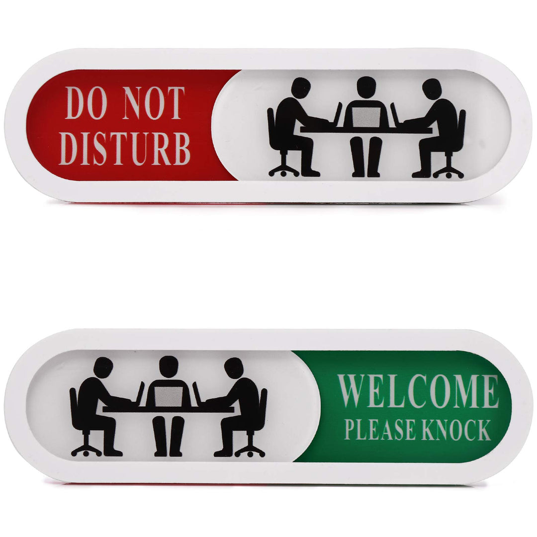 Do Not Disturb Welcome Please Knock Sign,Privacy Sign for Home Office Hotles Hospital Conference Room,Slider Door sign (Tells Whether Room Vacant or Occupied), 6.69'' x 1.96''