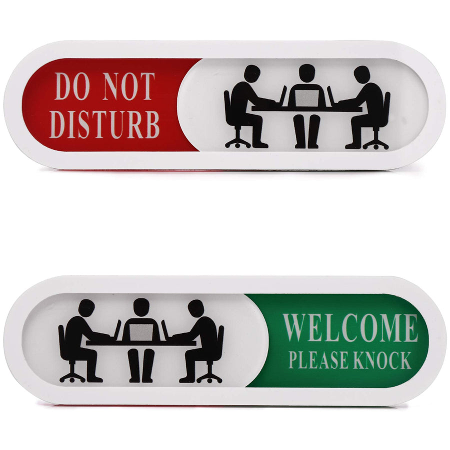 Do Not Disturb Welcome Please Knock Sign,Privacy Sign for Home Office Hotles Hospital Conference Room,Slider Door sign (Tells Whether Room Vacant or Occupied), 6.69'' x 1.96''