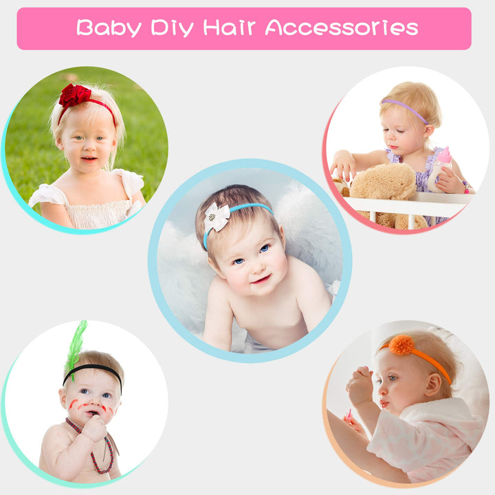 100 Pieces Soft Stretchy DIY Solid Nylon Headbands Elastic Baby Hair Ties