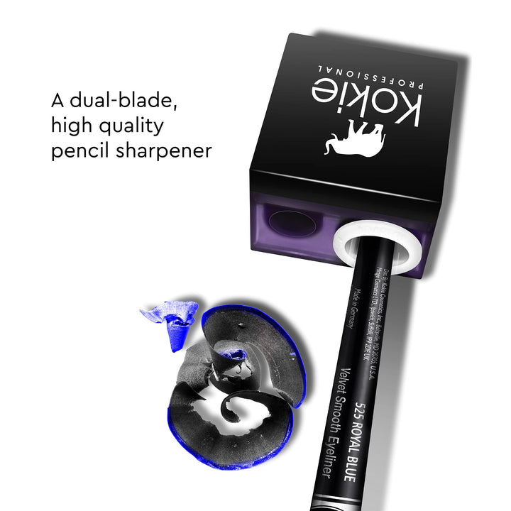 Makeup Pencil Sharpener for Lip, Eyebrow, and Eyeliner Pencil, Made in German Stainless Steel Blade, Size-Adjusting Adapter, Cleaning Stick