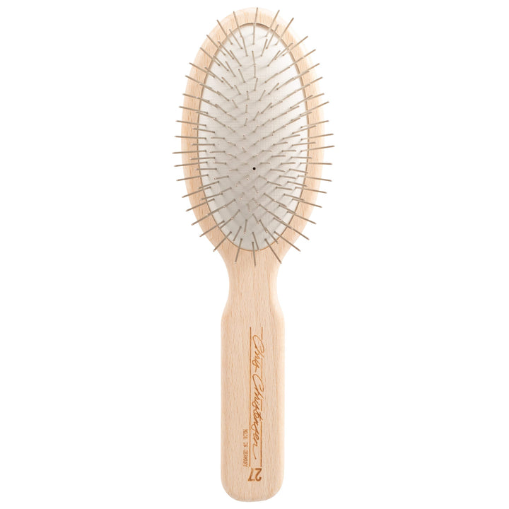 Dog Brush, 27 mm Oval Pin Brush, Original Series, Groom Like a Professional, Stainless Steel Pins, Lightweight Beech Wood Body, Ground and Polished Tips