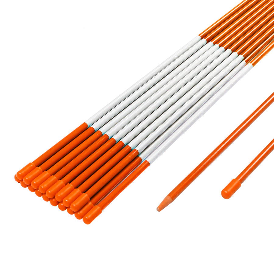 20 Pack Driveway Markers with Reflective Tape 60 inch Fiberglass Snow Stakes