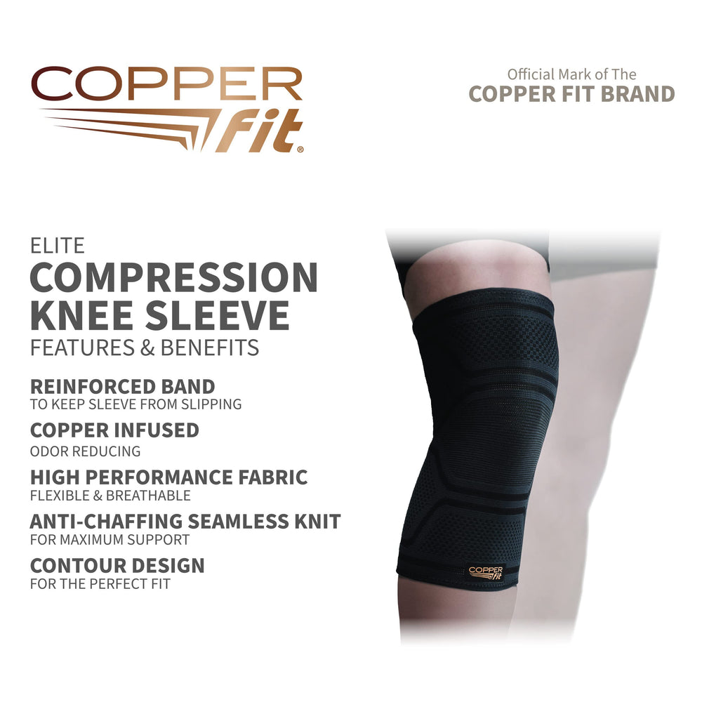 Elite Knee Compression Sleeve Knee Brace, Black (Large/X-Large 16-20) | One Knee Sleeve Included