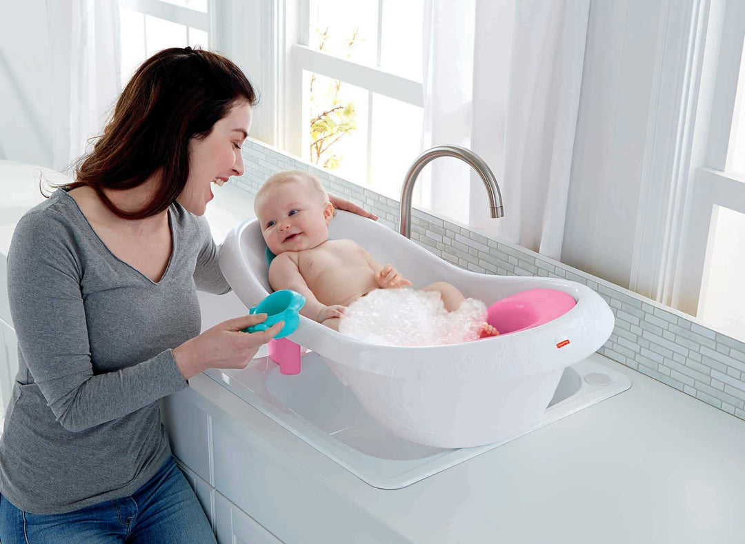 Baby To Toddler Bath 4-In-1 Sling ‘N Seat Tub With Removable Infant Support And 2 Toys, Pink