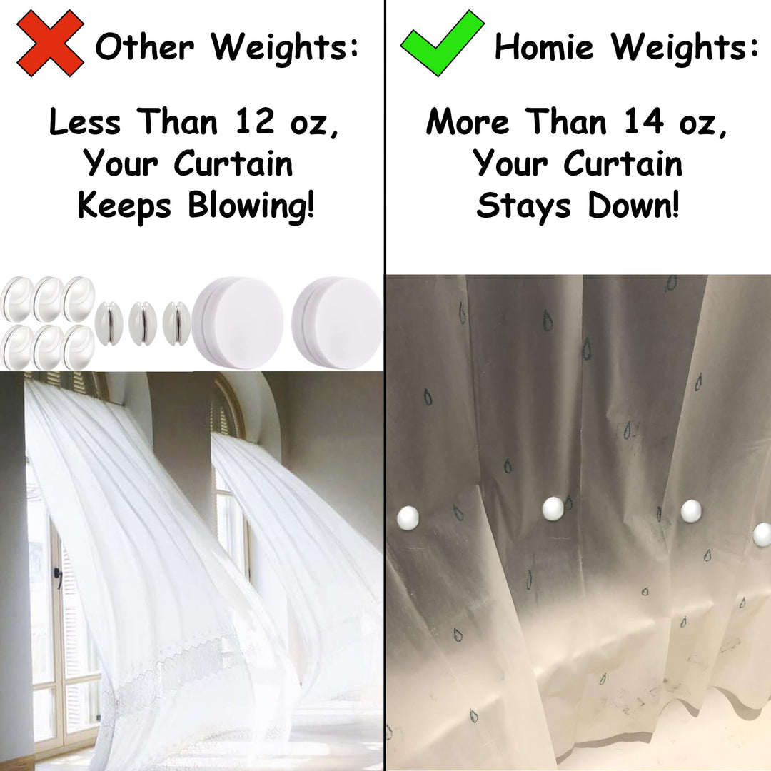 Magnetic Curtain Weights 8 Pack of Waterproof Magnets + Carrying Case, Great Home Decor for Bathroom, Shower, Liner, Flags, and Sheer, Heavy Duty Works Outdoor to Stop Wind (8 Pack, White)