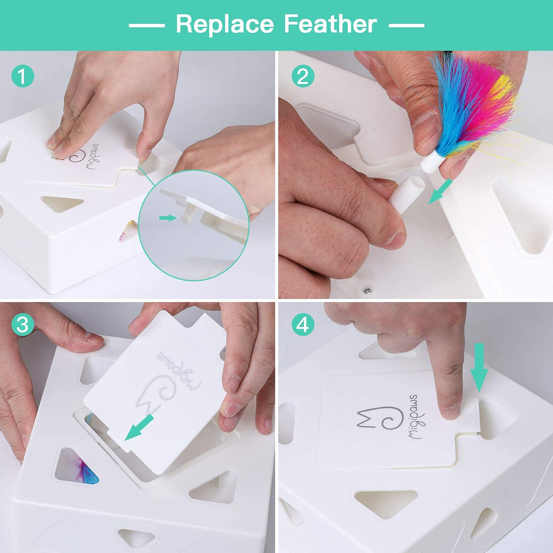 Upgrade Rainbow Feather Replacement Whack A Mole Cat Toy, 6pcs Rainbow Feather + 2pcs Free Mylar Refills