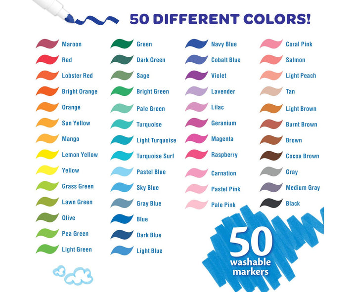 Super Tips Washable Markers Age 3+ - 50 Count