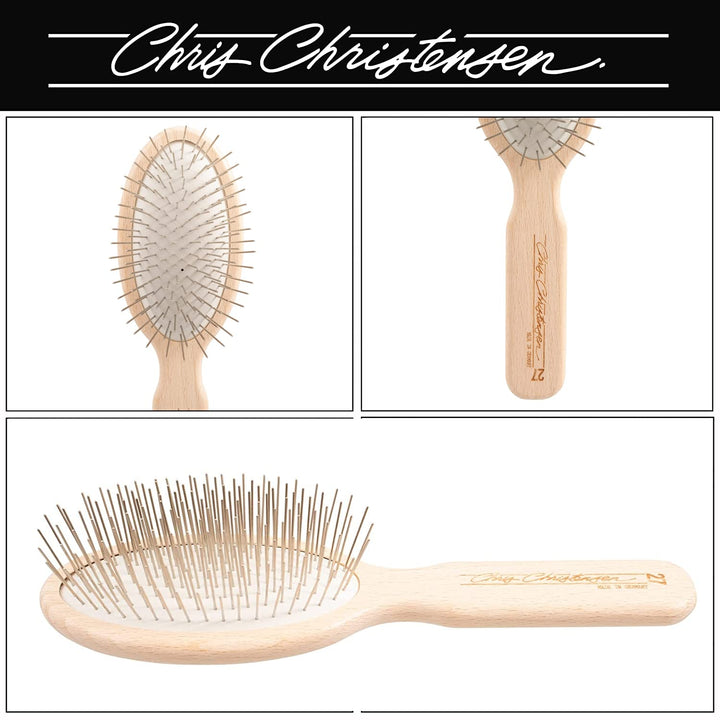 Dog Brush, 27 mm Oval Pin Brush, Original Series, Groom Like a Professional, Stainless Steel Pins, Lightweight Beech Wood Body, Ground and Polished Tips