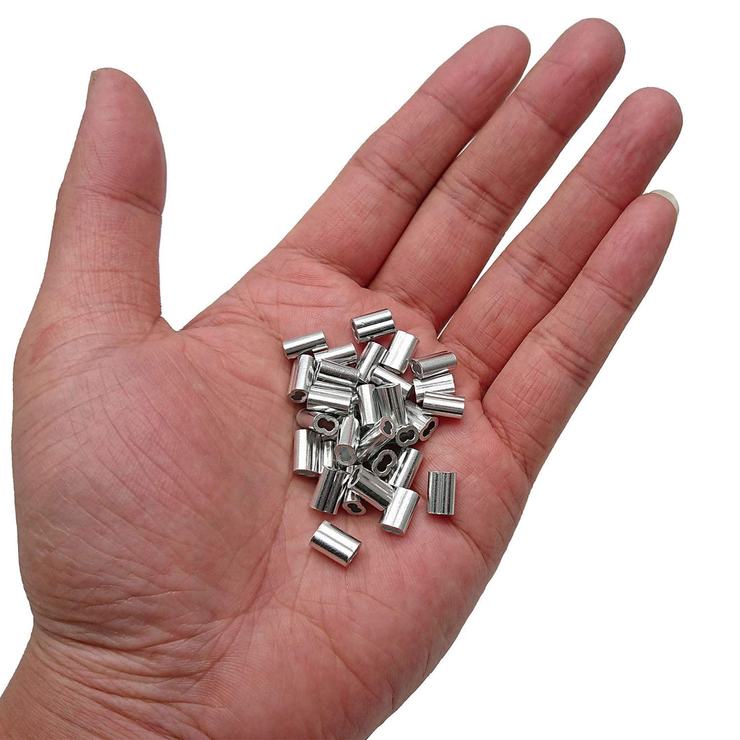 1/16 inch Cable Ferrule 300PCS, Aluminum Crimping Loop Sleeve for Wire Rope and Cable
