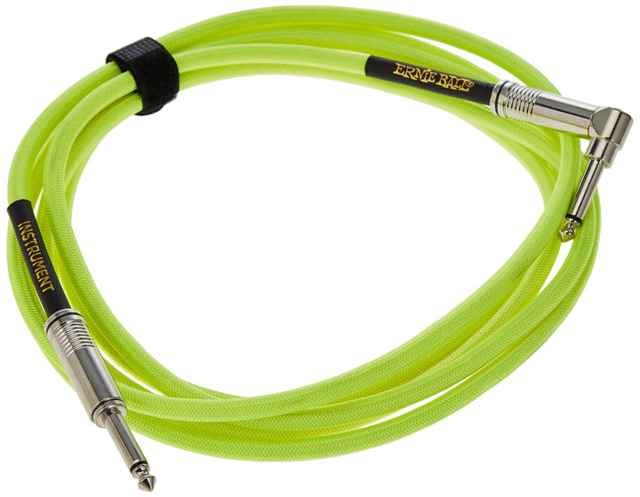 Braided Instrument Cable, Straight/Angle, 10ft, Neon Yellow (P06080)