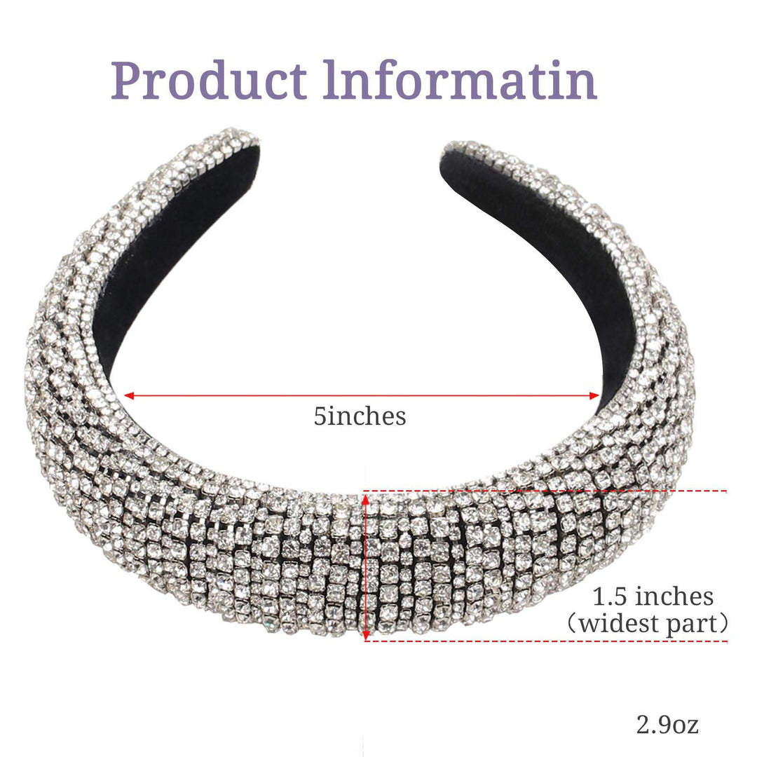 Rhinestone Crystal Diamond Headbands for Women Fashionable Handmade Wide Hair Hoops Beaded Bling HairBand Hair Accessories