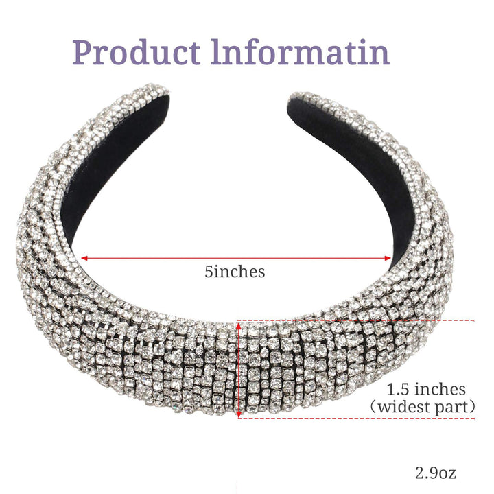 Rhinestone Crystal Diamond Headbands for Women Fashionable Handmade Wide Hair Hoops Beaded Bling HairBand Hair Accessories