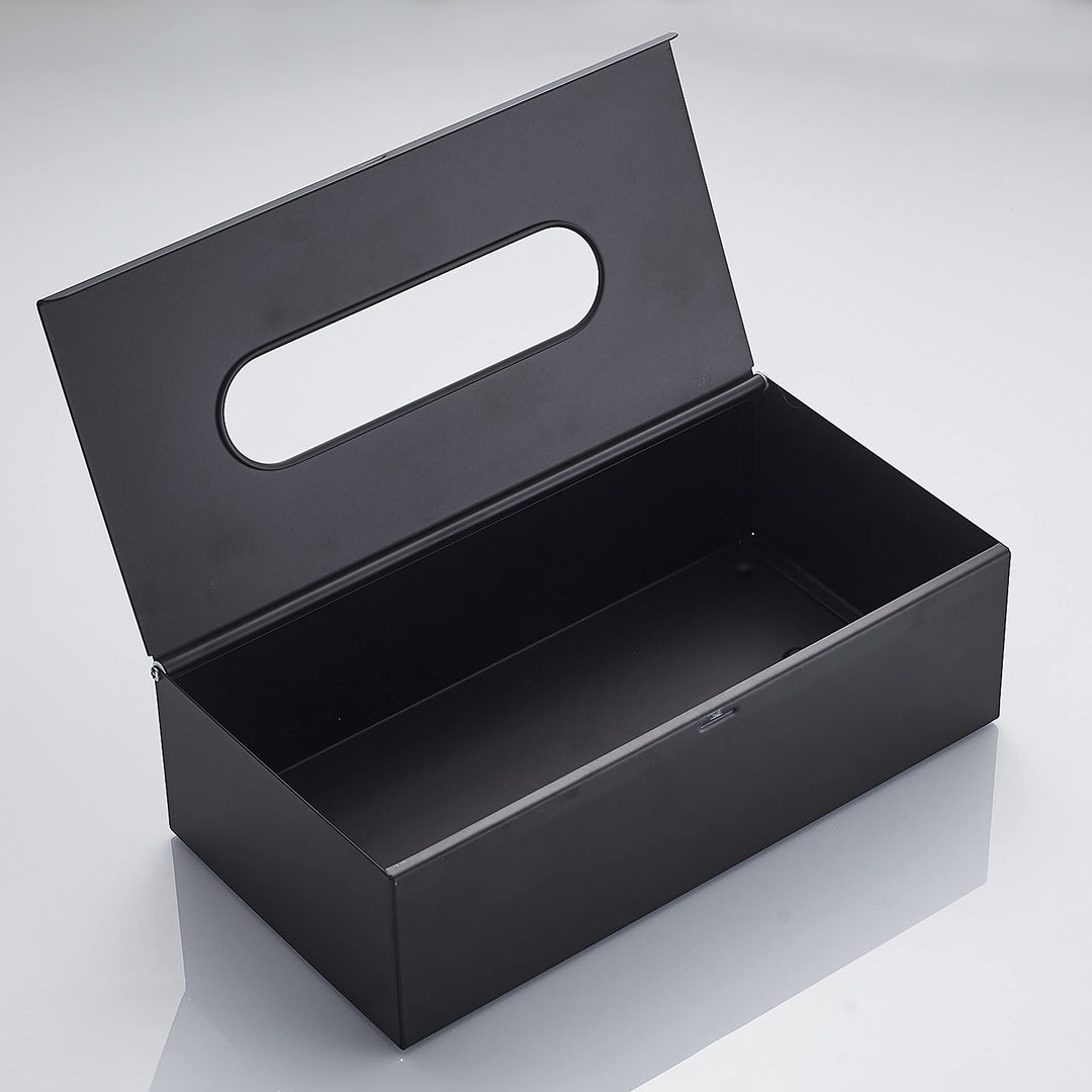 XD Tissue Box Rectangular Disposable Paper Storage Box Wall Mount Waterproof Desktop Stainless Steel Bathroom Metal Box Bedroom Night Stands Desks and Tables Modern Matte Black Tissues Box Cover