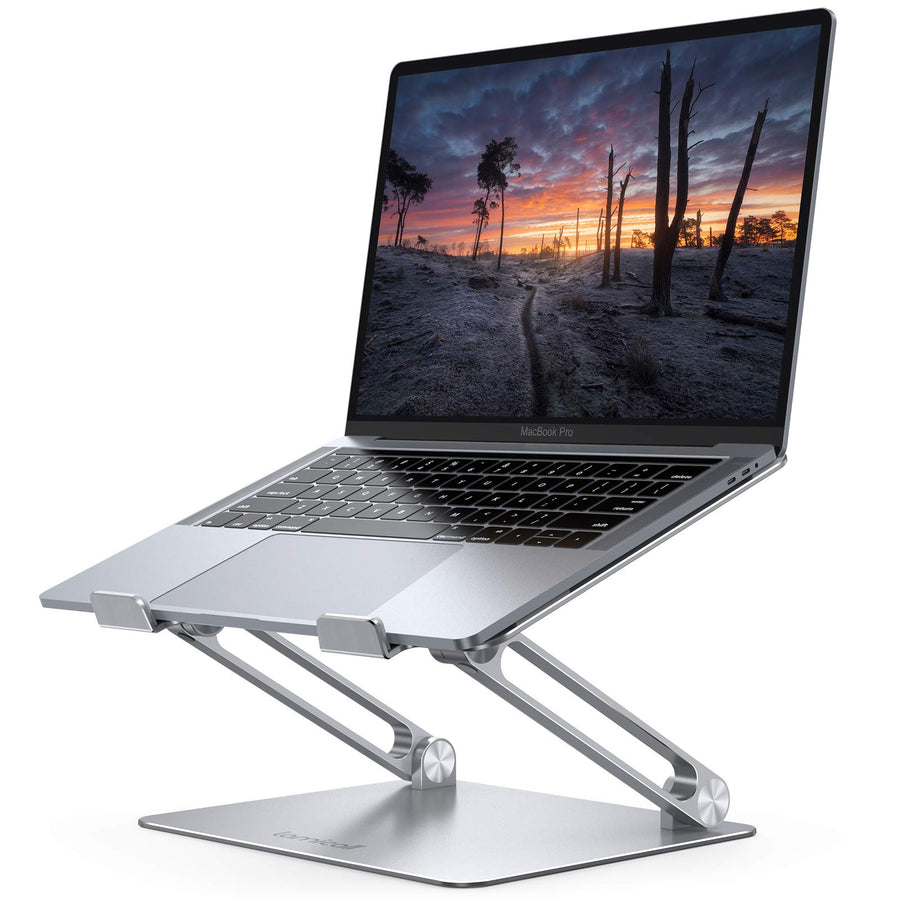 Laptop Stand, Adjustable Notebook Riser - Foldable Portable Ergonomic Computer Desktop Laptop Holder for Desk, Compatible with MacBook Air Pro, Dell XPS, HP (10-17) - Silver