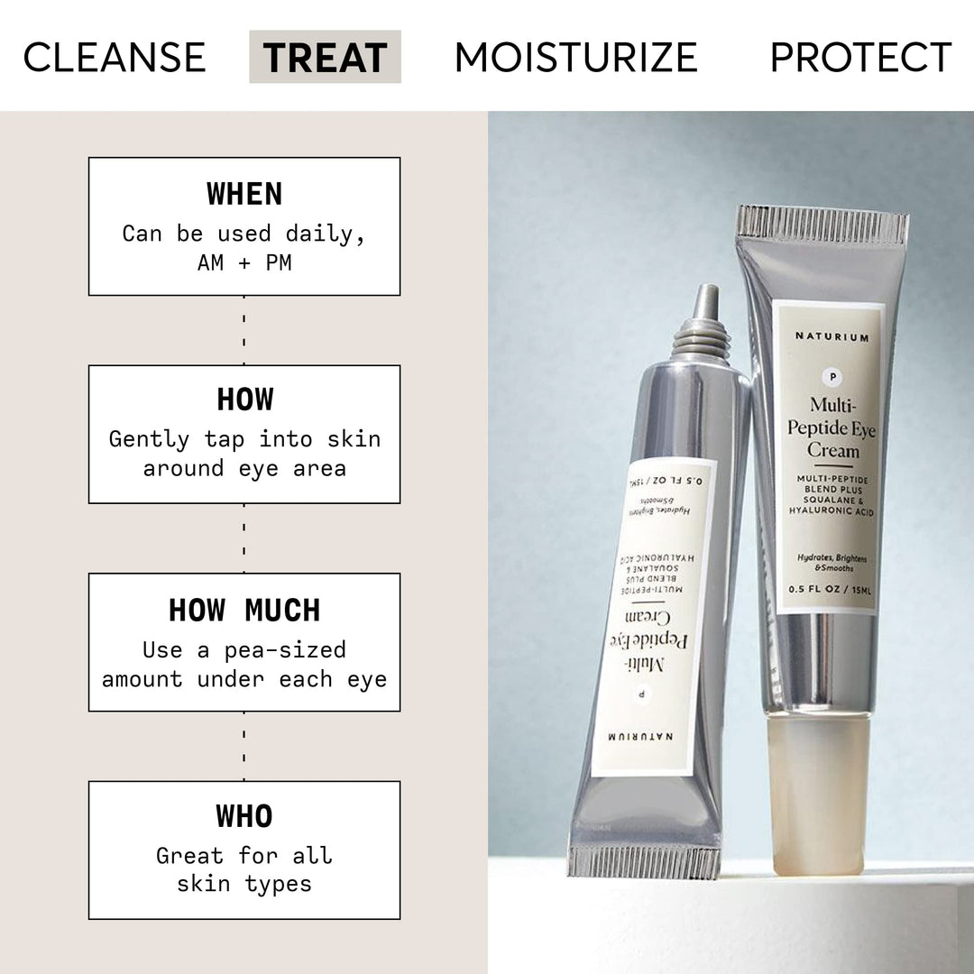 Multi-Peptide Eye Cream, Smoothing & Anti-Aging Skincare, with Squalene & Hyaluronic Acid, 0.5 oz