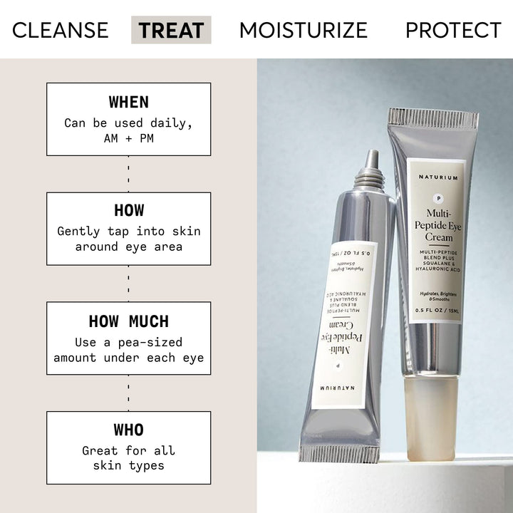Multi-Peptide Eye Cream, Smoothing & Anti-Aging Skincare, with Squalene & Hyaluronic Acid, 0.5 oz