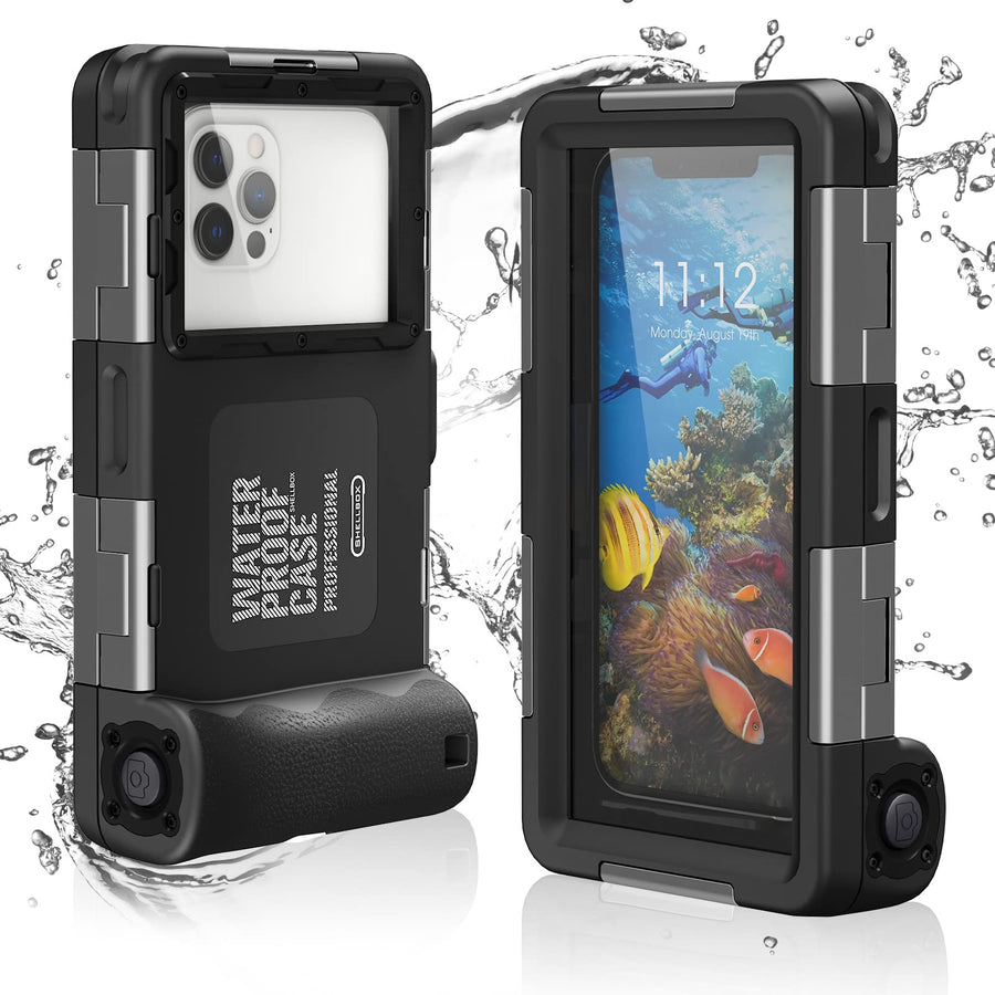 Diving Underwater Phone Case Comp iPhone 16/15/14/13/12/11 Pro Max Mini Xr/X/Xs,Samsung Galaxy S24/S23/S22/ S21/s20/s10 Ultra Plus Professional Cell Phone Waterproof Case (Black)