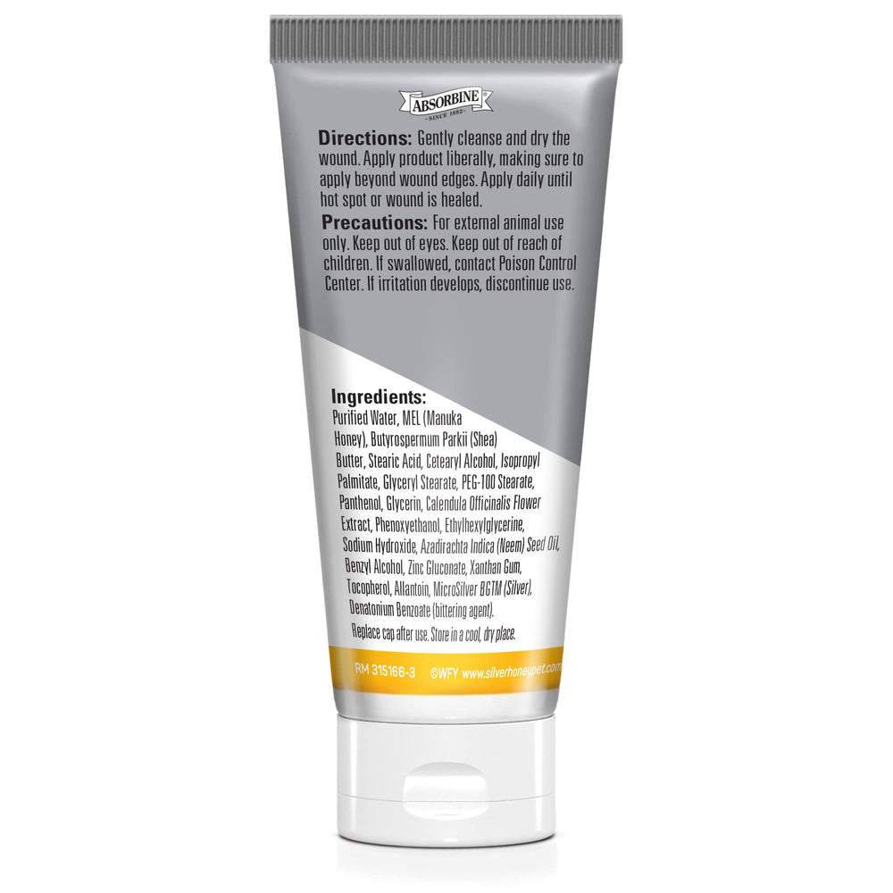 Silver Honey Hot Spot & Wound Care Ointment for Dogs, Cats, Small Animals, 2oz Tube