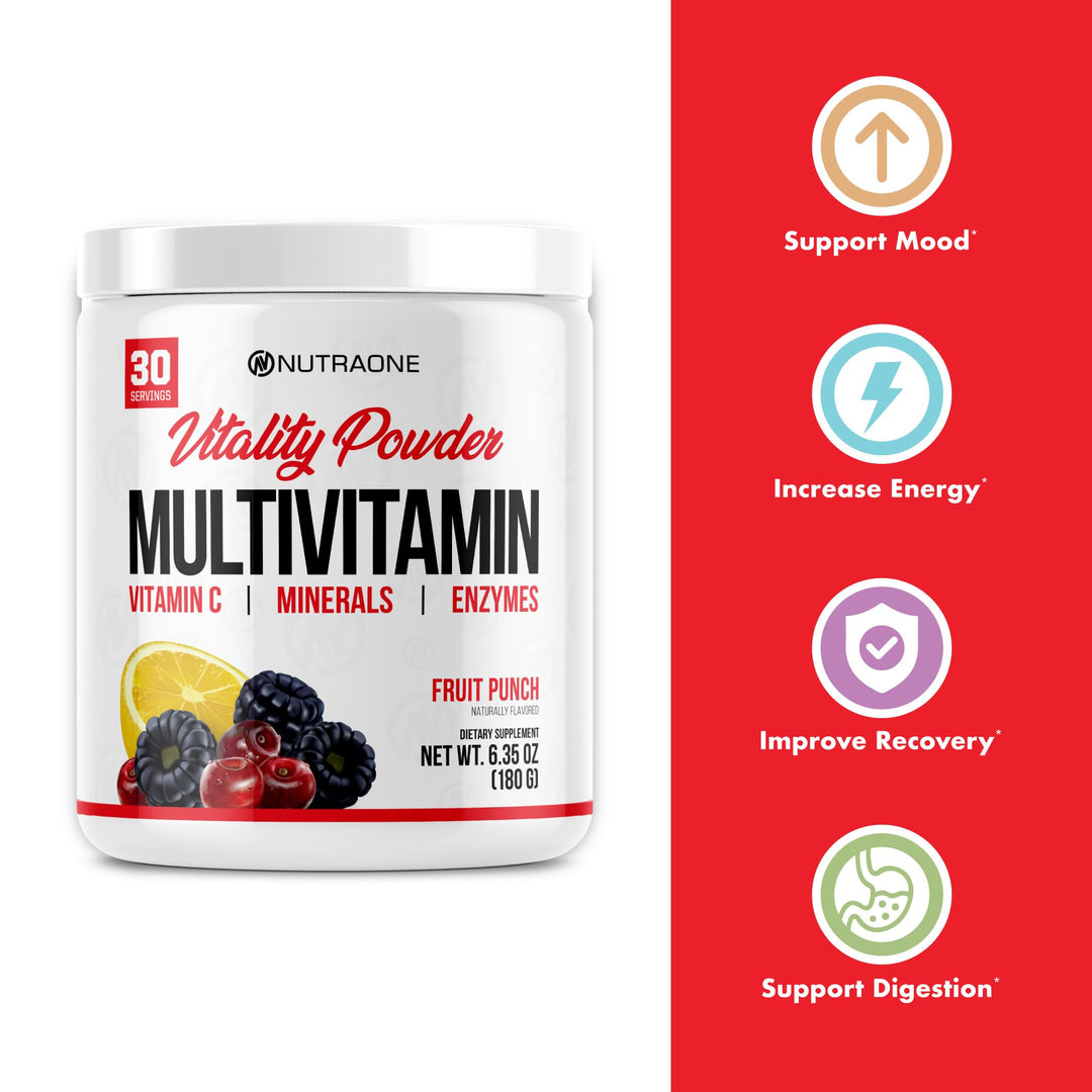 Vitality Vitamin Powder Powdered Vitamin and Mineral Supplement (Fruit Punch - 30 Servings)