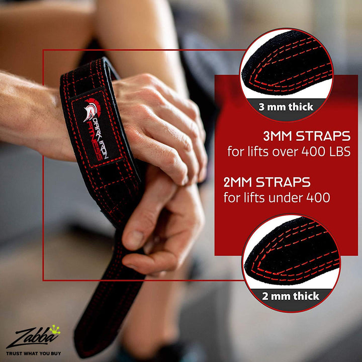 Weightlifting Leather Suede Lifting Wrist Straps Bundle for Men and Women Wraps Weight for a Heavy Powerlifting Grip Hooks with Padded Support