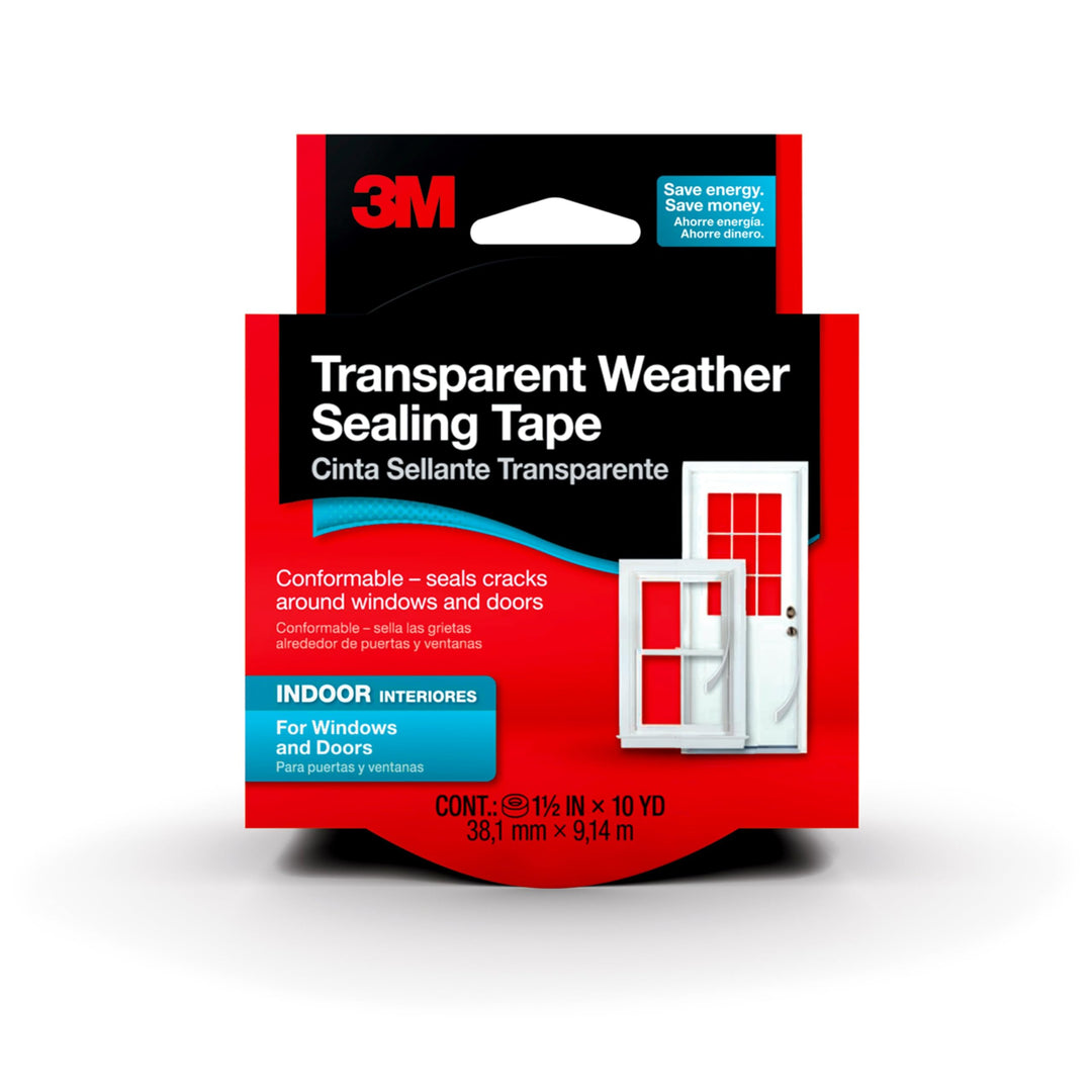 Transparent Weather Sealing Tape, 1.5 in x 30' ft, For Interior Windows and Doors, Moisture Resistant Tape, Helps Reduce Energy Loss, Seals Cracks, Made in the USA (2110NA)