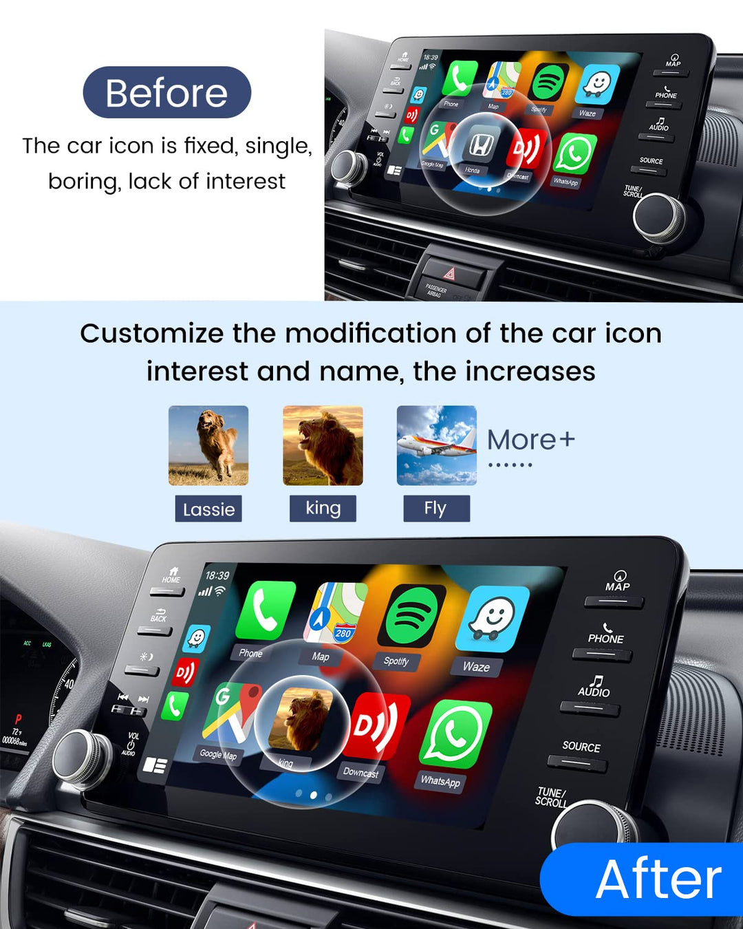 For Apple CarPlay Wireless USB Dongle CarlinKit 3.0 Wireless CarPlay Adapter for iPhone iOS Version 10+, for Factory Wired CarPlay Cars from 2015 to Now, Wired to Wireless CarPlay Automatic Connection