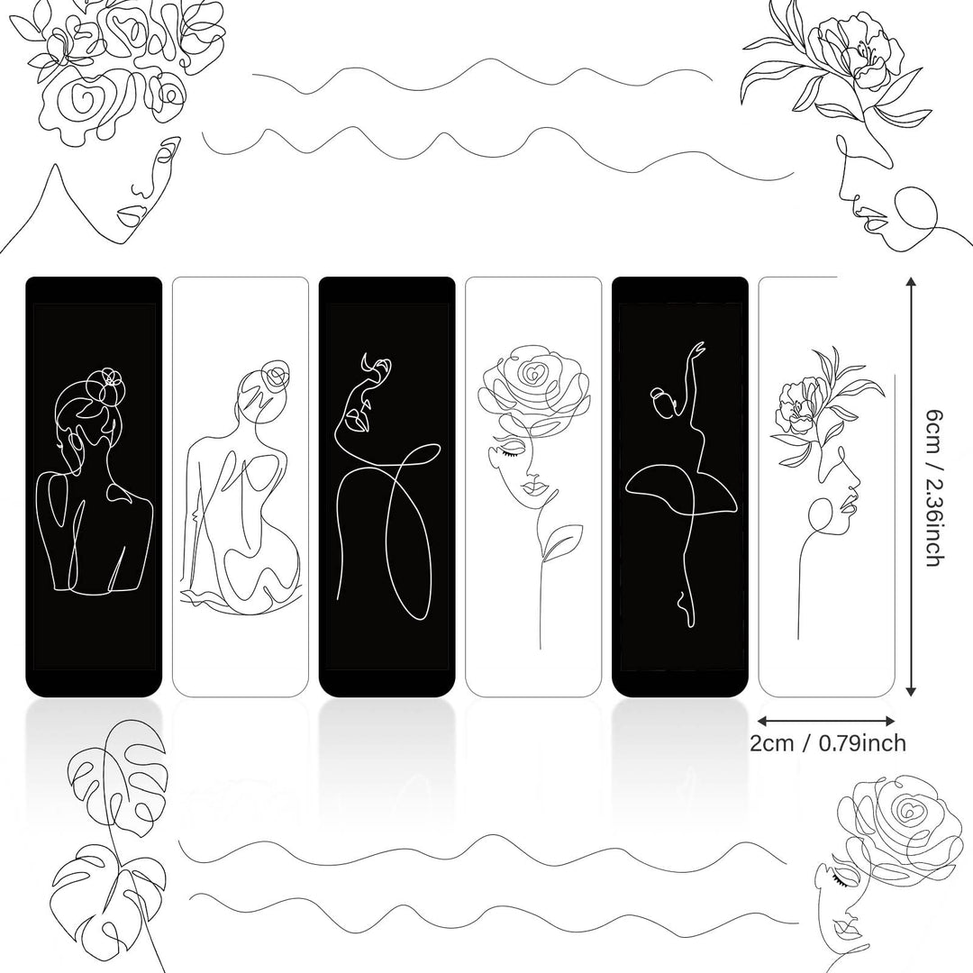 24 Pieces Minimalist Line Bookmarks Abstract Bookmarks Magnet Bookmark Women Christmas Party Supplies Minimalist Line Art Prints Bookmark Female Face Aesthetic Christmas Gifts Classroom Rewards(Line)