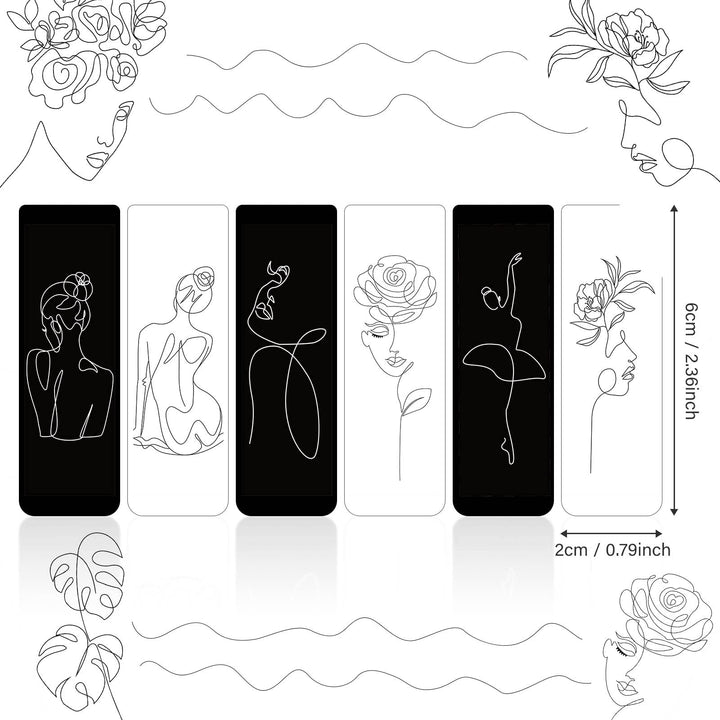 24 Pieces Minimalist Line Bookmarks Abstract Bookmarks Magnet Bookmark Women Christmas Party Supplies Minimalist Line Art Prints Bookmark Female Face Aesthetic Christmas Gifts Classroom Rewards(Line)