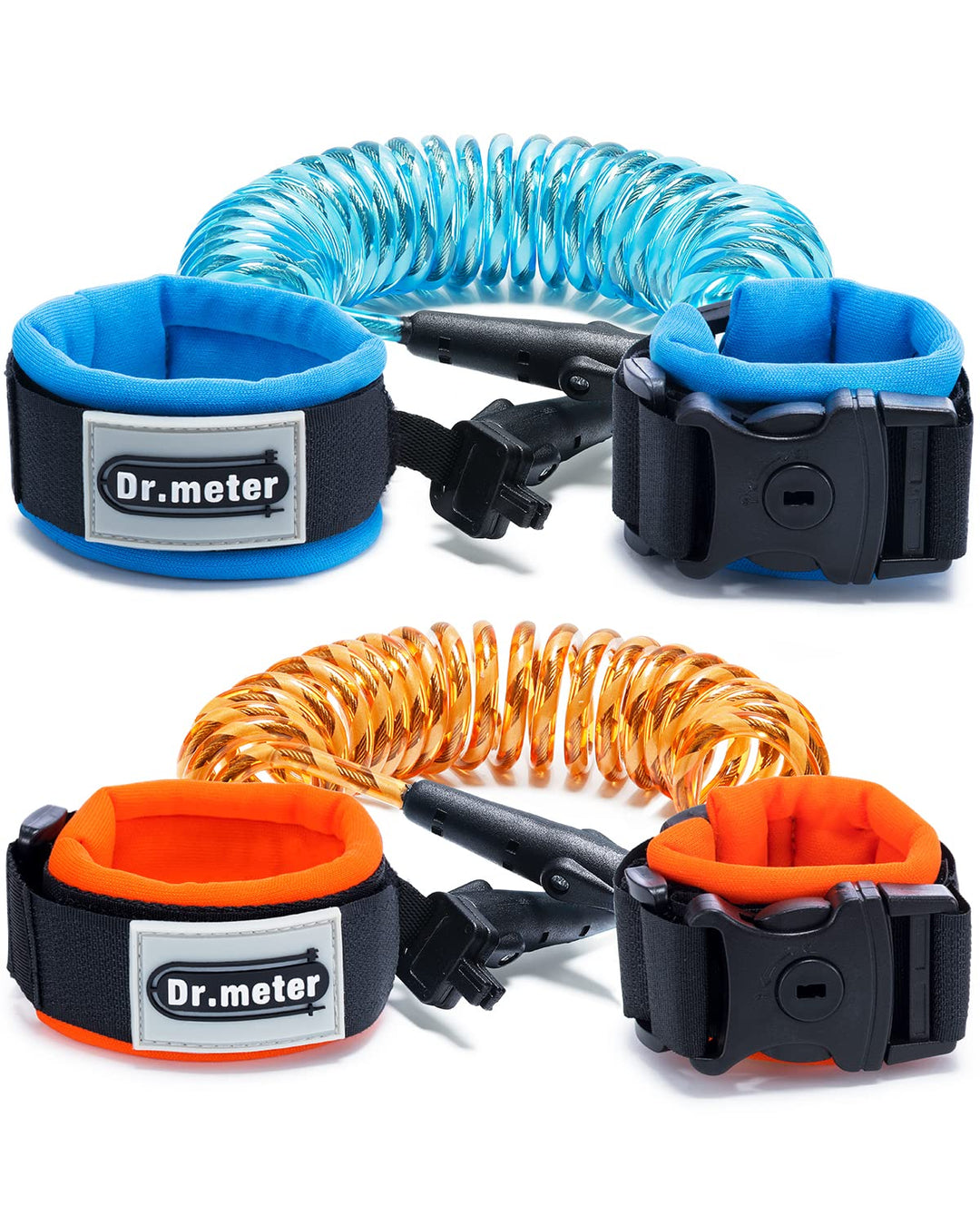 Toddler Leash, 2 Pack Safety Anti Lost Wrist Link with Key Lock, Reflective Child Walking Harness, 8.2ft Blue + 4.92ft Orange Kids Leash for Supermarket Mall Airport Amusement Park Zoo Travel