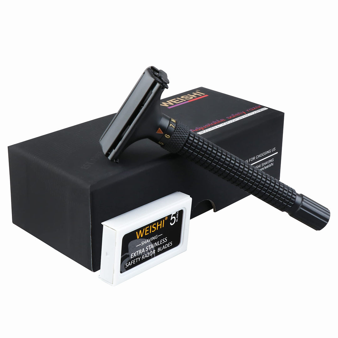 Butterfly Open Double Edge Safety Razor Nostalgic Adjustable Matte Black