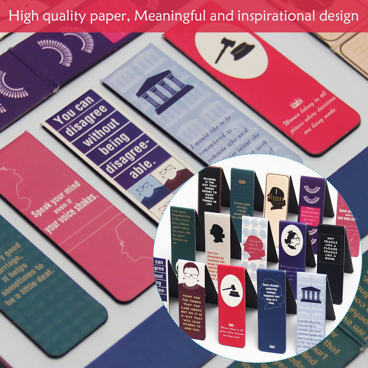 30 Pieces Ruth Bader Ginsburg Magnetic Bookmarks Encouraging Quotes Motivational RBG Bookmarks for Women Positive Magnetic Page Clips for Book Lover Lawyer Judge Feminist Gifts (Magnetic)