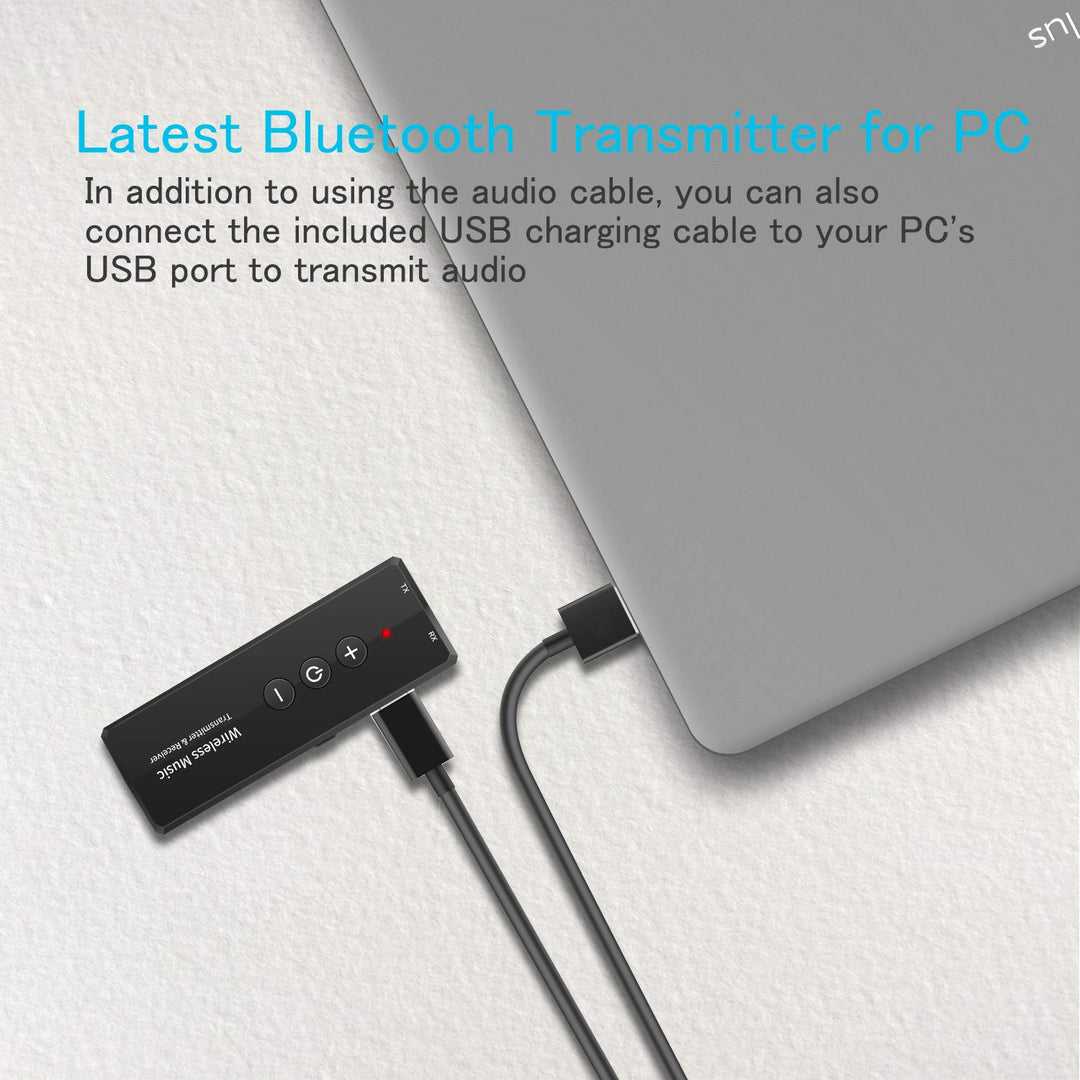 Upgraded Bluetooth 5.3 Transmitter 3-in-1, Portable Wireless Rechargeable Transceiver Adapter for TV PC, Stereo Audio Receiver for Car Speaker System
