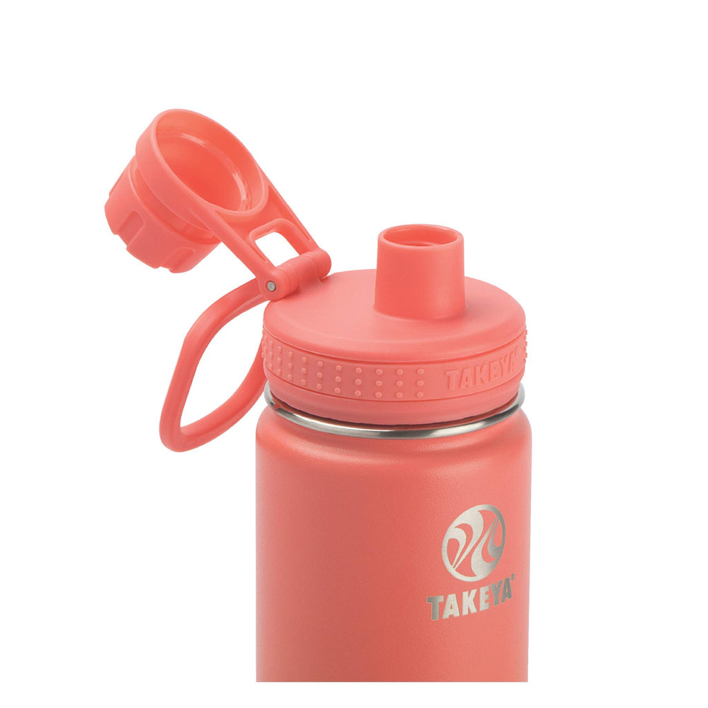Actives Insulated Stainless Steel Water Bottle with Spout Lid, 24 Ounce, Coral