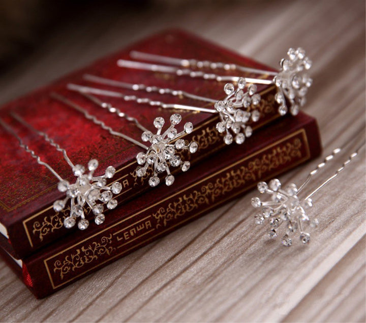 10pcs Bling Starry Crystal Rhinestone Bridal Wedding Hair Pins Women Headwear Hair Accessories (Clear)