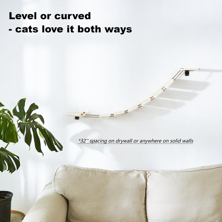 Yiotl Wall-Mounted Cat Bridge Wood Cat Shelf Bed Hammock Climbing Step Cat Ladder Modern Cat Wall Shelf Furniture Sets1