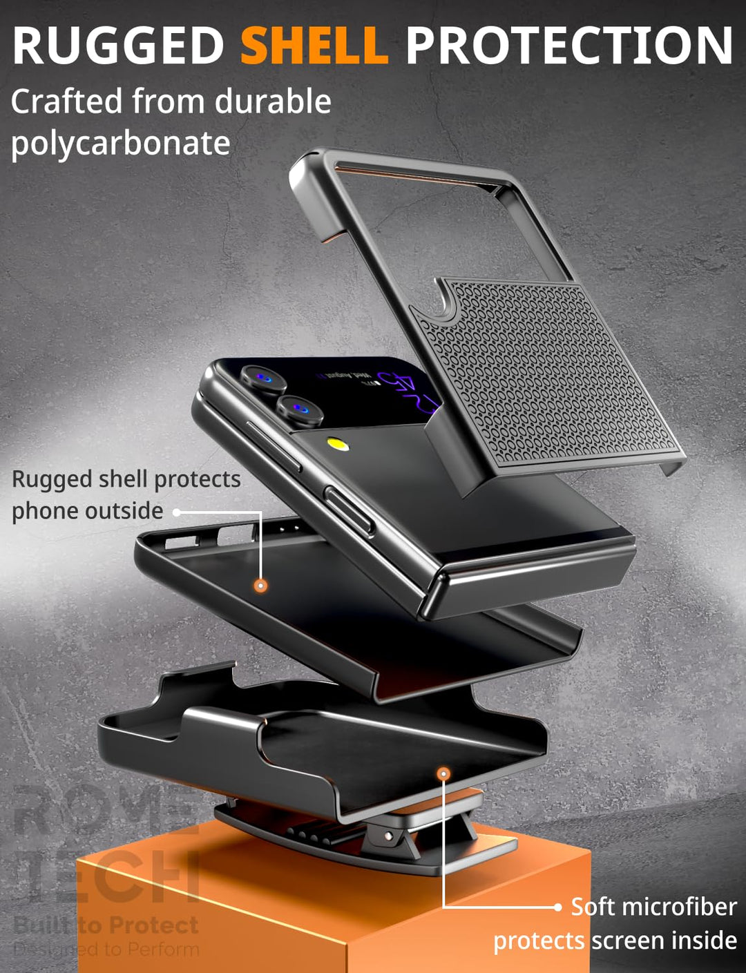 for Samsung Galaxy Z Flip 3 Case with Belt Clip Holster, Kickstand Slim Cover Phone Case for Galaxy Z Flip 3 - Black