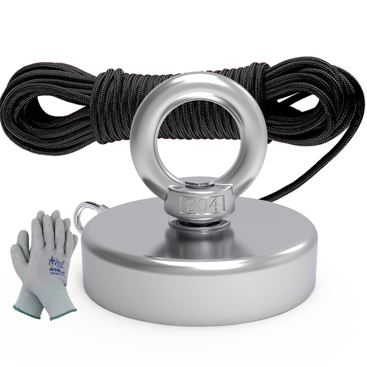 Fishing Magnet with 65FT Rope and Gloves. 680lbs Pulling Force Magnet Fishing Kit with Neodymium Rare Earth Magnet Heavy Duty for Retrieval and Salvage Underwater.