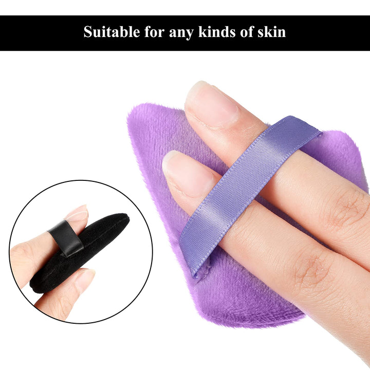 12 Pieces Powder Puff Face Triangle Makeup Puff for Loose Powder Soft Body Cosmetic Foundation Sponge Mineral Powder Wet Dry Makeup Tool (Black, Purple)