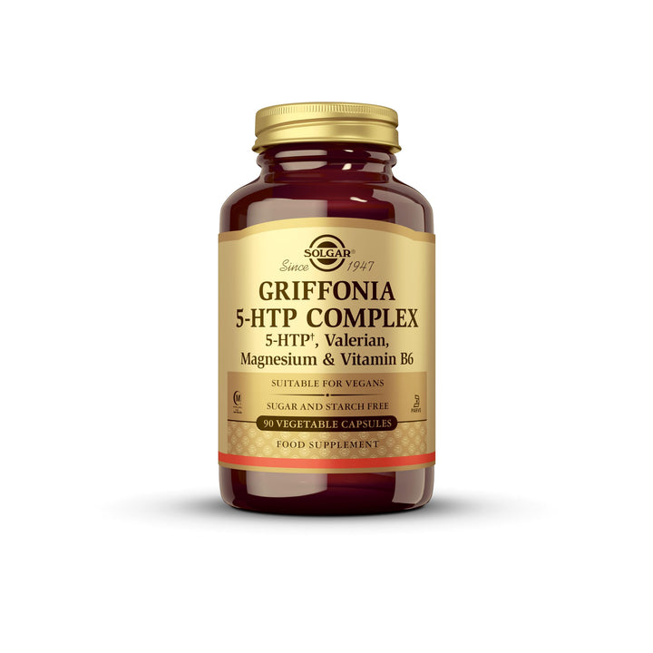 Solgar 5-HTP 100 mg, 90 Vegetable Capsules - Promotes Relaxation - Positive Mood & Stress Support - Non-GMO, Vegan, Gluten Free, Dairy Free, Kosher, Halal - 90 Servings