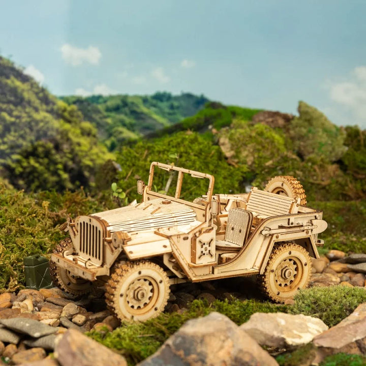 Model Car Kits Wooden 3D Puzzles Model Building Kits for Adults-Educational Brain Teaser Assembly Model for Adults to Build, Desk Decor/DIY Hobbies for Teens&Kids (Jeep Wrangler/7.5 * 4 * 3.5)