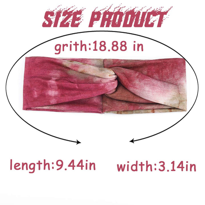 Boho Knot Headband Bule Criss Cross Turban Tie Dye Print Pattern Head Wrap Elastic Twisted Hairbands Yoga Sport Head Scarf Headwear for Women and Girls (Pack of 3)