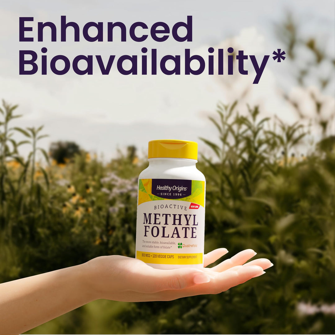 Methyl Folate 800 mcg (Quatrefolic, Non-GMO, Bioavailable Folate, Gluten Free, Neurotransmitter Support), 120 Veggie Caps